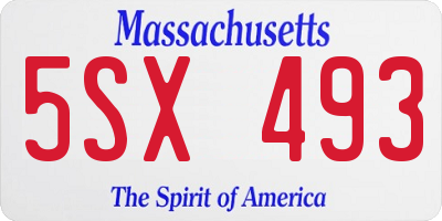 MA license plate 5SX493