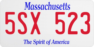 MA license plate 5SX523