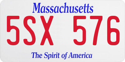 MA license plate 5SX576