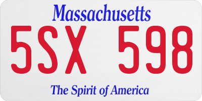 MA license plate 5SX598