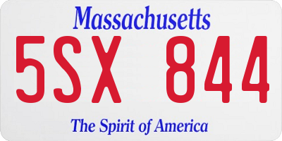 MA license plate 5SX844