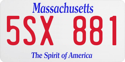 MA license plate 5SX881