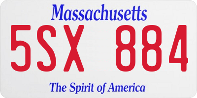 MA license plate 5SX884