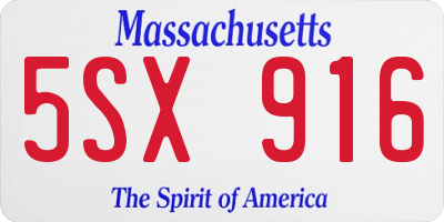 MA license plate 5SX916