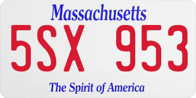 MA license plate 5SX953