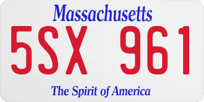 MA license plate 5SX961