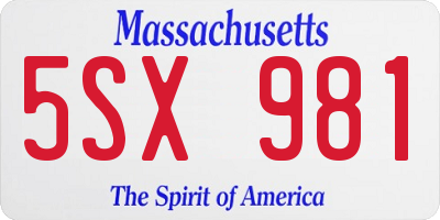 MA license plate 5SX981