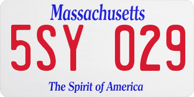 MA license plate 5SY029