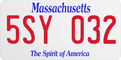 MA license plate 5SY032