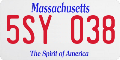 MA license plate 5SY038