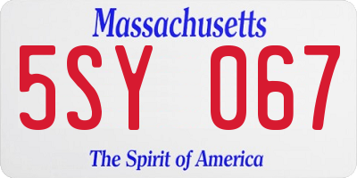 MA license plate 5SY067