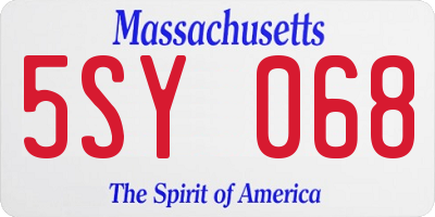MA license plate 5SY068