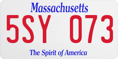 MA license plate 5SY073