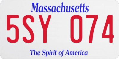 MA license plate 5SY074