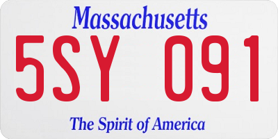 MA license plate 5SY091