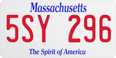 MA license plate 5SY296