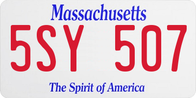 MA license plate 5SY507