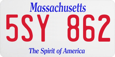 MA license plate 5SY862