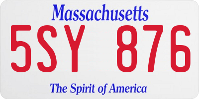 MA license plate 5SY876