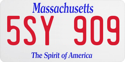 MA license plate 5SY909
