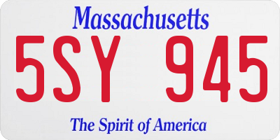 MA license plate 5SY945