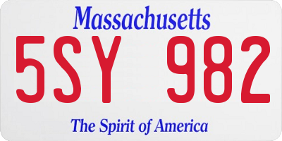 MA license plate 5SY982