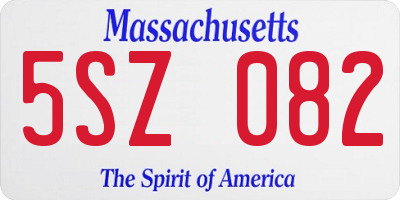 MA license plate 5SZ082