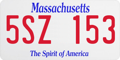 MA license plate 5SZ153