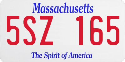 MA license plate 5SZ165
