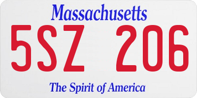 MA license plate 5SZ206