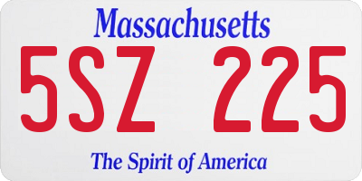 MA license plate 5SZ225