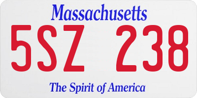 MA license plate 5SZ238