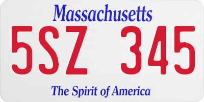 MA license plate 5SZ345
