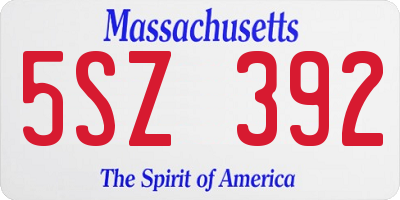 MA license plate 5SZ392
