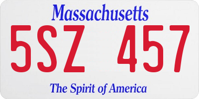 MA license plate 5SZ457