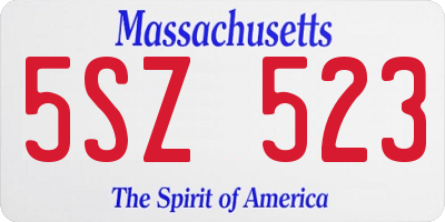MA license plate 5SZ523