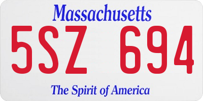 MA license plate 5SZ694