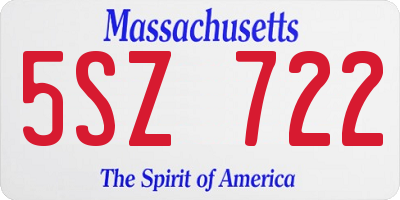 MA license plate 5SZ722