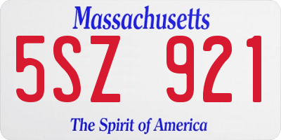 MA license plate 5SZ921