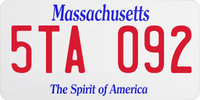 MA license plate 5TA092
