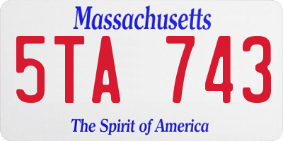 MA license plate 5TA743