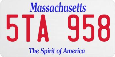 MA license plate 5TA958