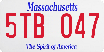 MA license plate 5TB047
