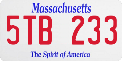 MA license plate 5TB233
