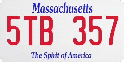 MA license plate 5TB357