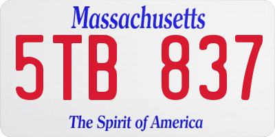 MA license plate 5TB837