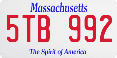 MA license plate 5TB992