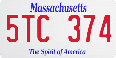 MA license plate 5TC374