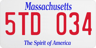 MA license plate 5TD034