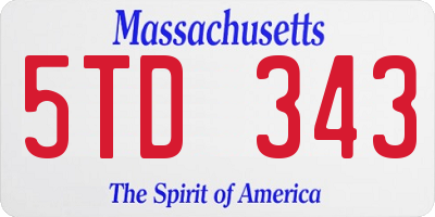 MA license plate 5TD343
